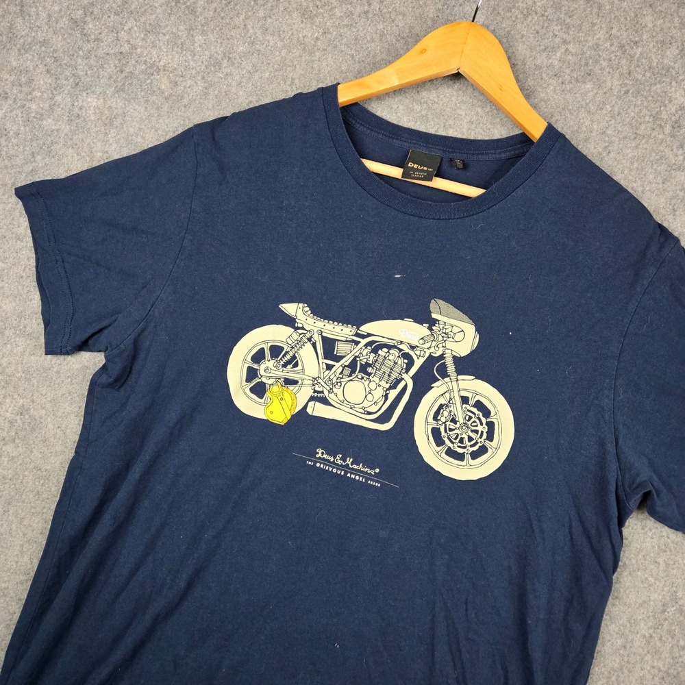 Deus Ex Machina T Shirt Mens XL Blue Grievous Angel Motorcycle SR500 Cafe Racer